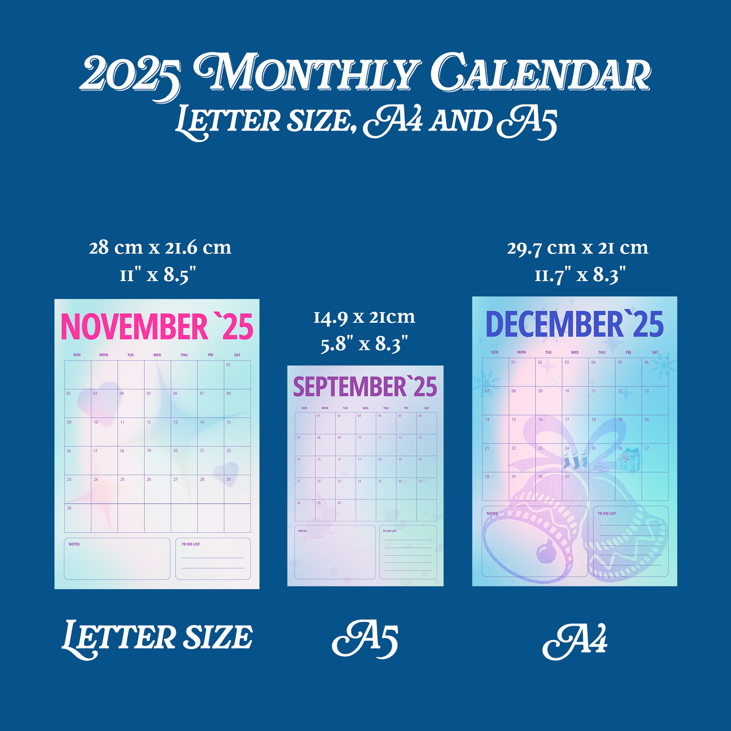 2025 Printable Calendar | Monthly Planner 2025 | Wall Calendar PDF | Instant Download | 12 Month Calendar Wall Decor | Digital Download